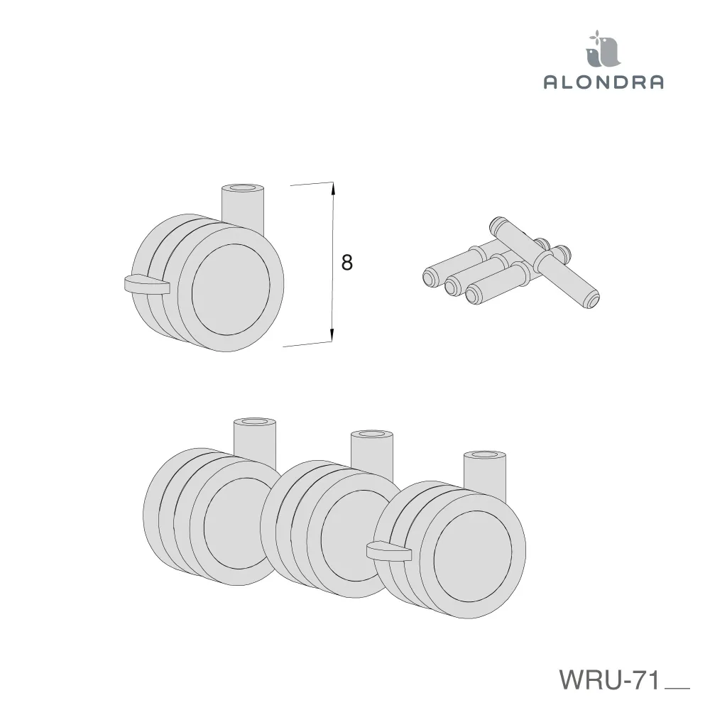 Set 4 rodinhas para móvel muda fraldas Dadá ref. D100 · WRU-71