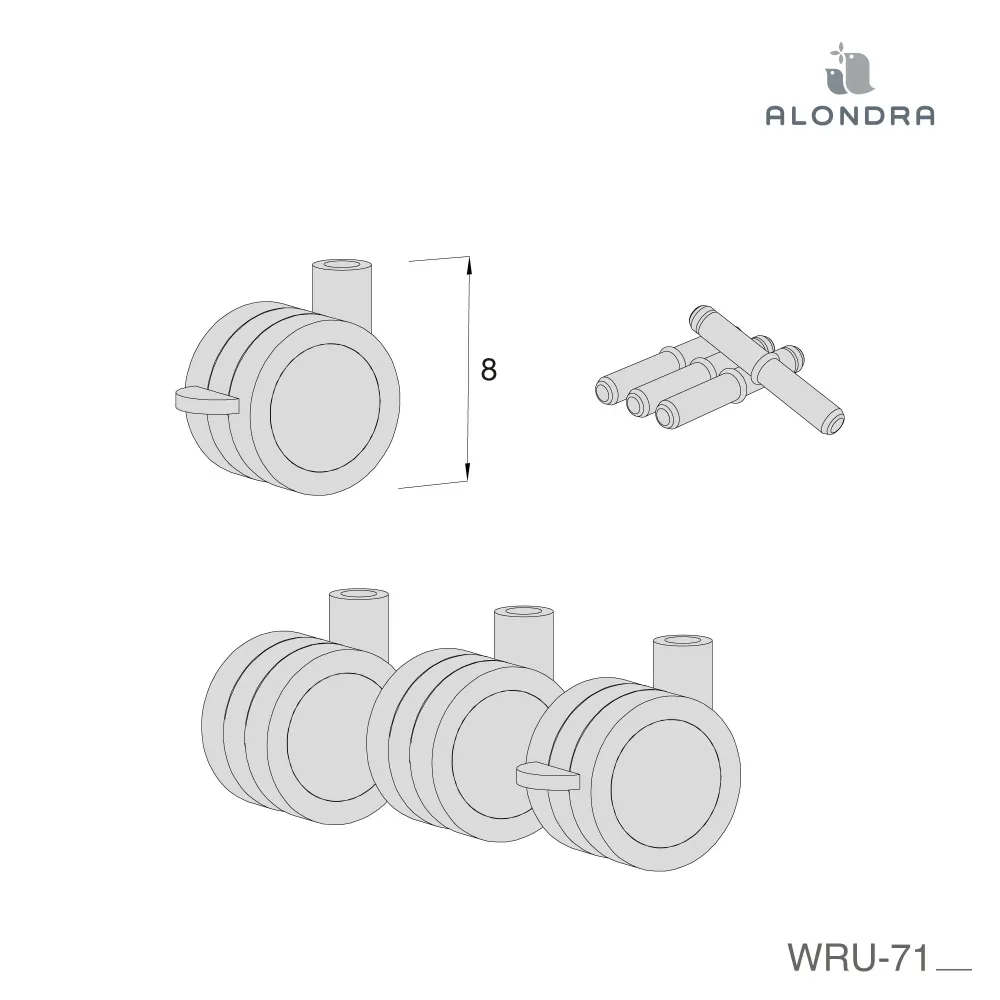 Set 4 rodinhas para móvel muda fraldas Dadá ref. D100 · WRU-71