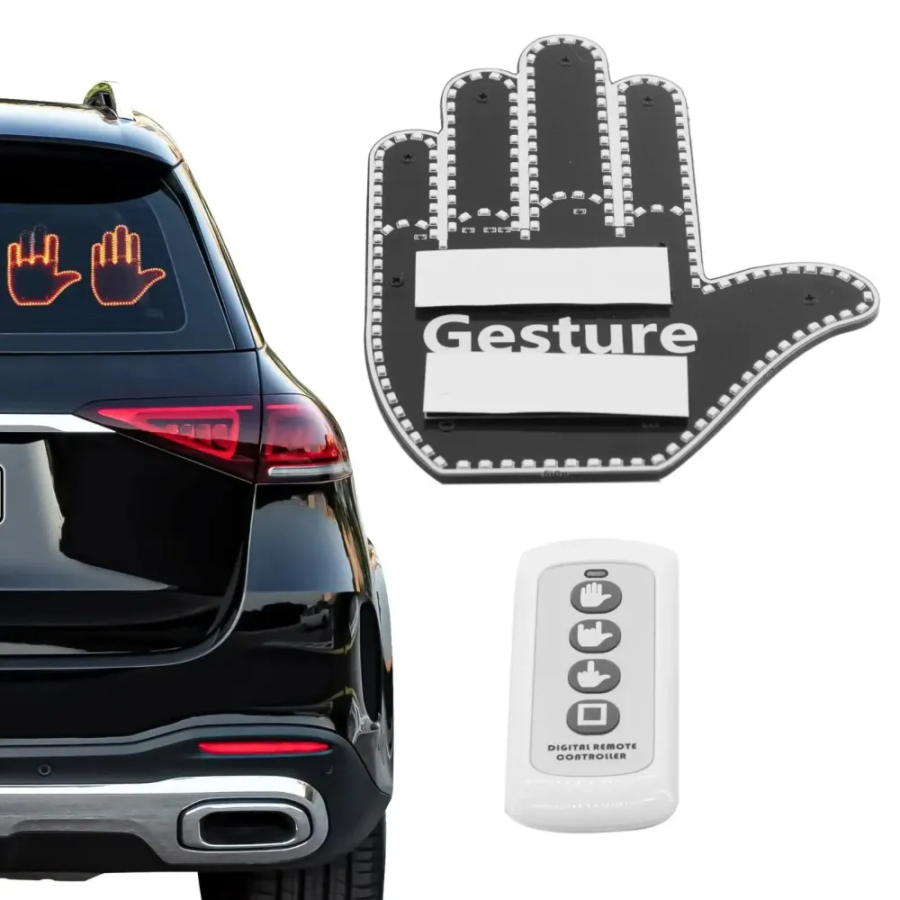 Luz de carro com gesto de mãoLuz de carro com gesto de mão LED com controlo remoto - Placa de comunicação de raiva na estr...