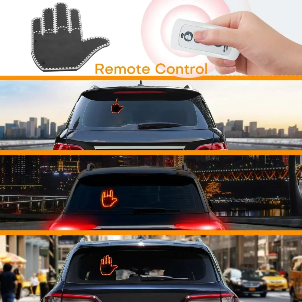 Luz de carro com gesto de mãoLuz de carro com gesto de mão LED com controlo remoto - Placa de comunicação de raiva na estr...