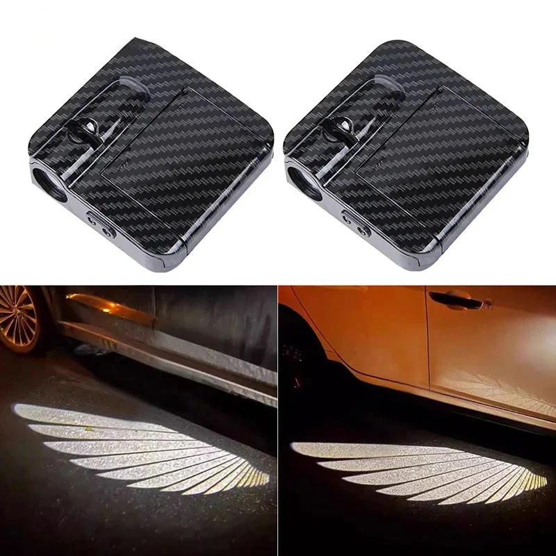 Luzes de projetor de porta de automóvel LED Angel Wings Premium - Luzes de boas-vindas por indução infravermelha sem fios...
