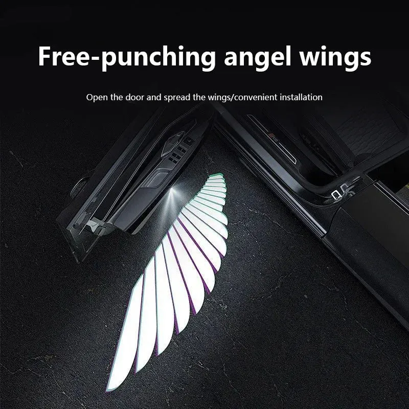 Luzes de projetor de porta de automóvel LED Angel Wings Premium - Luzes de boas-vindas por indução infravermelha sem fios...