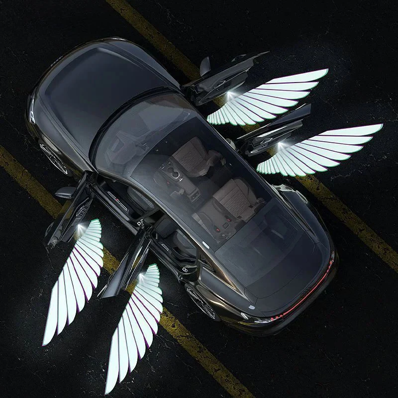 Luzes de projetor de porta de automóvel LED Angel Wings Premium - Luzes de boas-vindas por indução infravermelha sem fios...