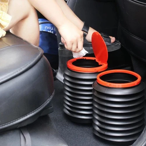Lixeira retrátil para carro - Organizador de carro dobrável, à prova de vazamentos, à prova d'água e multiuso com alç ajus...