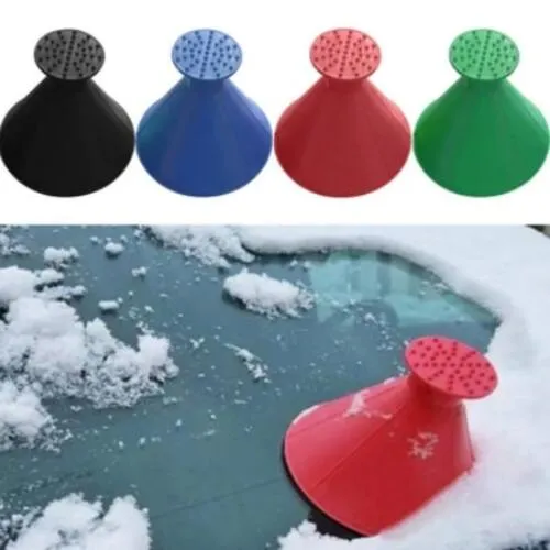 Raspador de neve com janelas em formato de cone – Raspador de gelo de lâmina larga com mini espiga