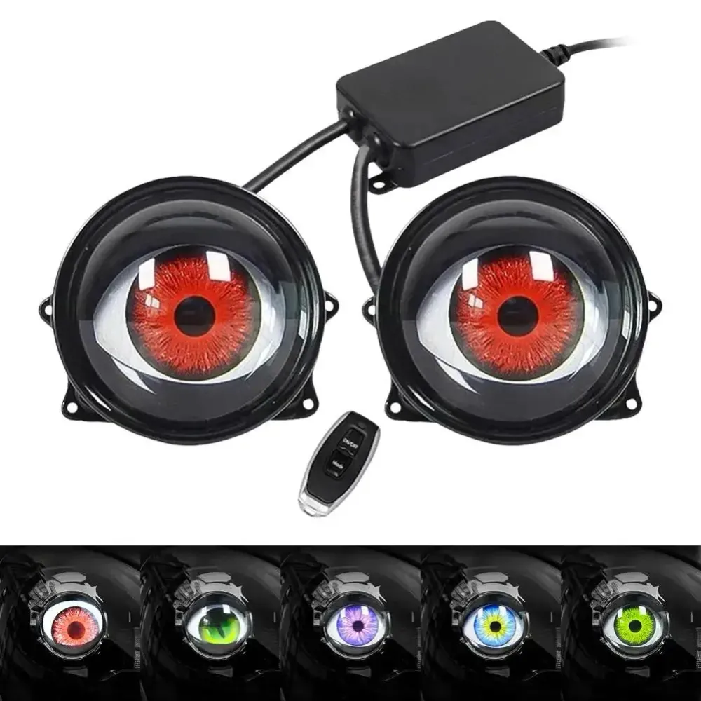 Faróis LED Dinâmicos Olho de Demónio com Controlo Remoto - Ajuste Universal para Carros, Camiões, Motociclos e SUV