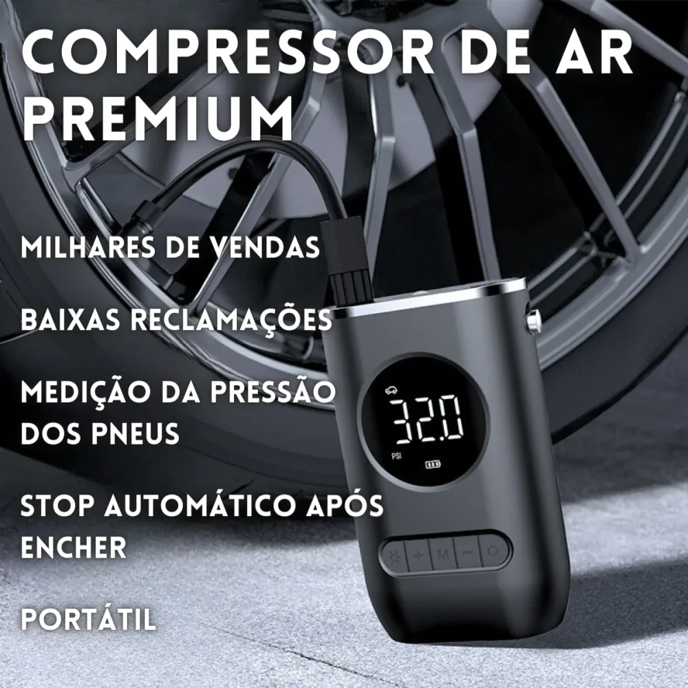 Bomba de Ar Inteligente para Carro com Display Digital: Versátil e Portátil