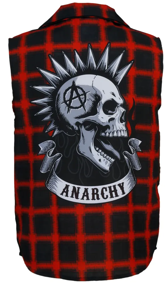 Camisa Punk de Xadrez Sem Mangas para Homem Guirca