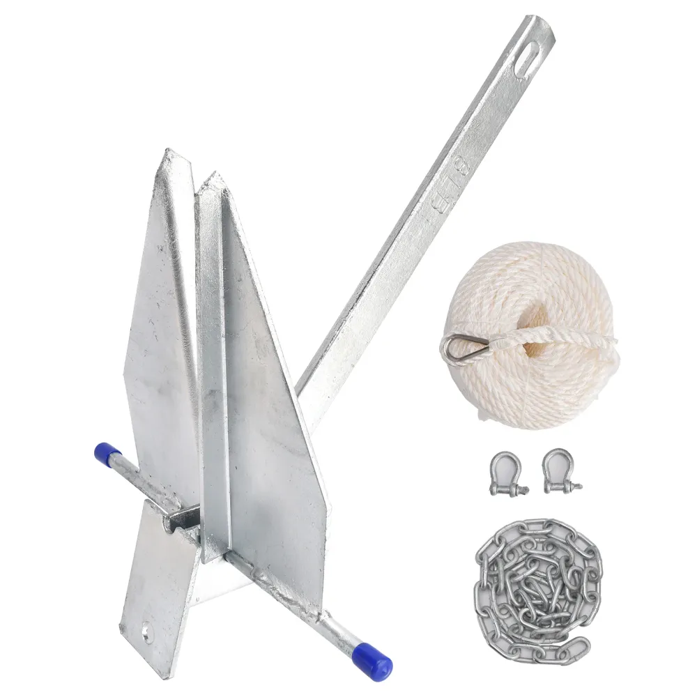 Kit Âncora Galvanizada para Barco Âncora Deslizante 13Lbs & Corrente & Corda de prata para barco 13 libras