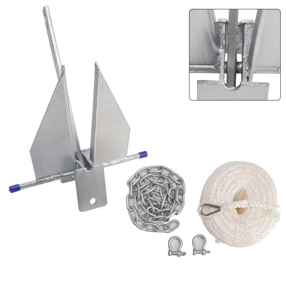 Kit Âncora Galvanizada para Barco Âncora Deslizante 13Lbs & Corrente & Corda de prata para barco 13 libras