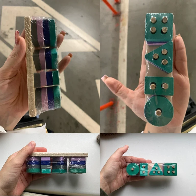 Mini blocos de construção empilhados em formas para crianças Montessori