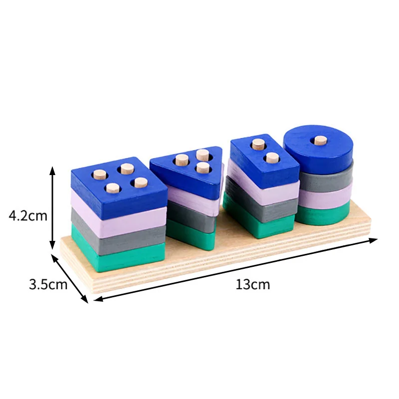 Mini blocos de construção empilhados em formas para crianças Montessori