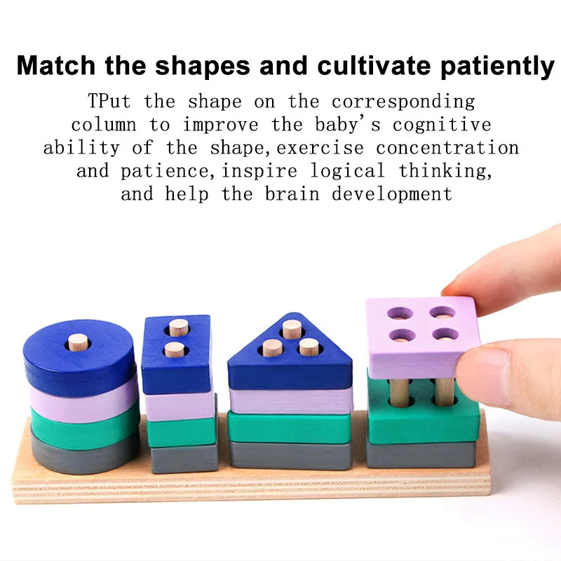 Mini blocos de construção empilhados em formas para crianças Montessori