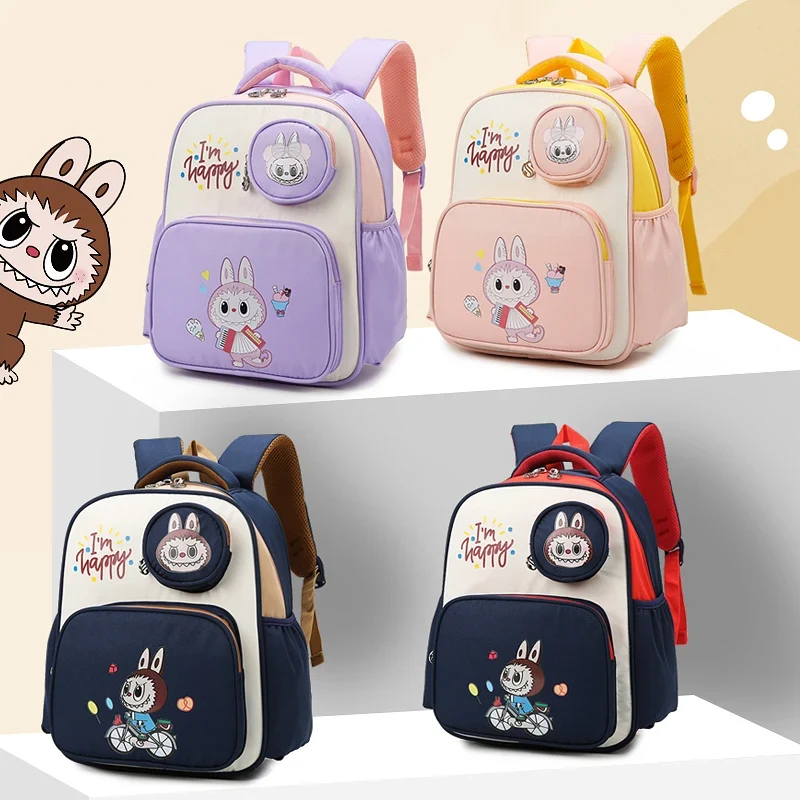 Mochila Labubu, espaçosa e respirável, multicolorida