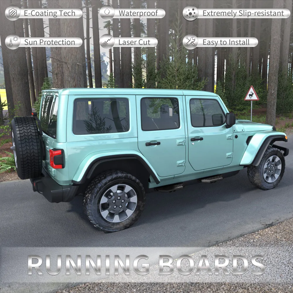 Running Boards 2018-2025 Jeep Wrangler JL 2020-2025 Jeep Gladiator JT 4 Doors