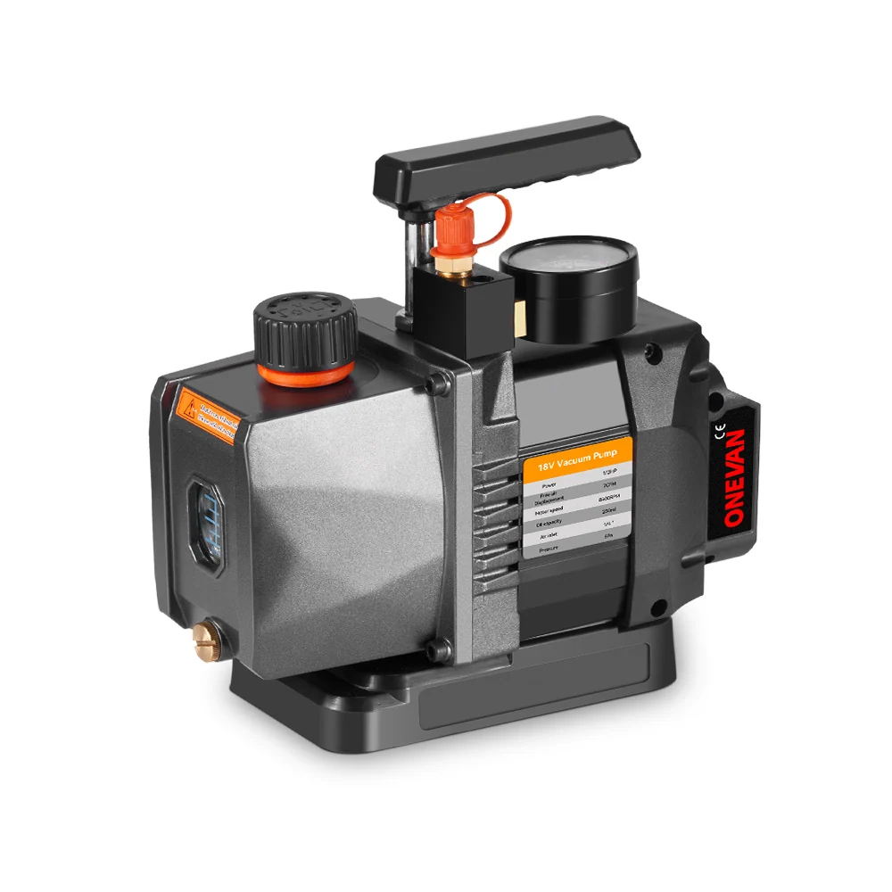 ONEVAN Brushless Cordless Single-Stage Vacuum Pump Automotive AC Refrigeration Repair | 18V Makita Battery