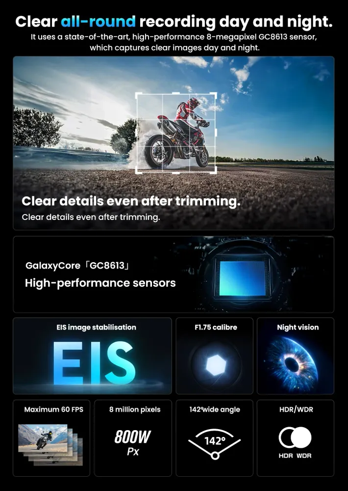 Câmara 4K 8MP com EIS|AKY-710Pro-Moto AKEEYO Global