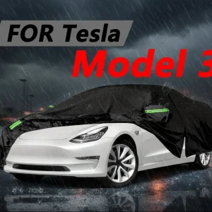 Tesla Modelo 3 com porta de zíper, cobertura preta de proteção contra o vento UV, seis tiras reflexivas para seguranç notu...