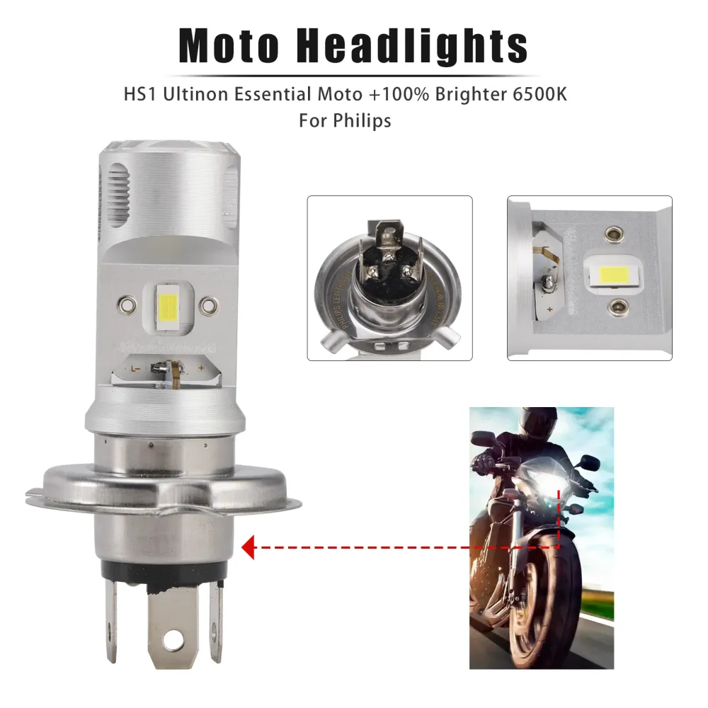 Philips HS1 Ultinon Essential Moto +100% Brighter 6500K White Light