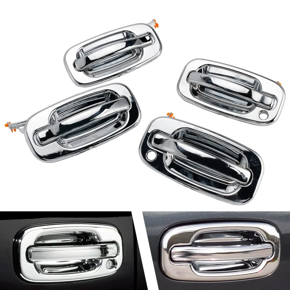 4PCs Front Exterior Door Handle Set Chrome Chevy GMC Silverado 99-06