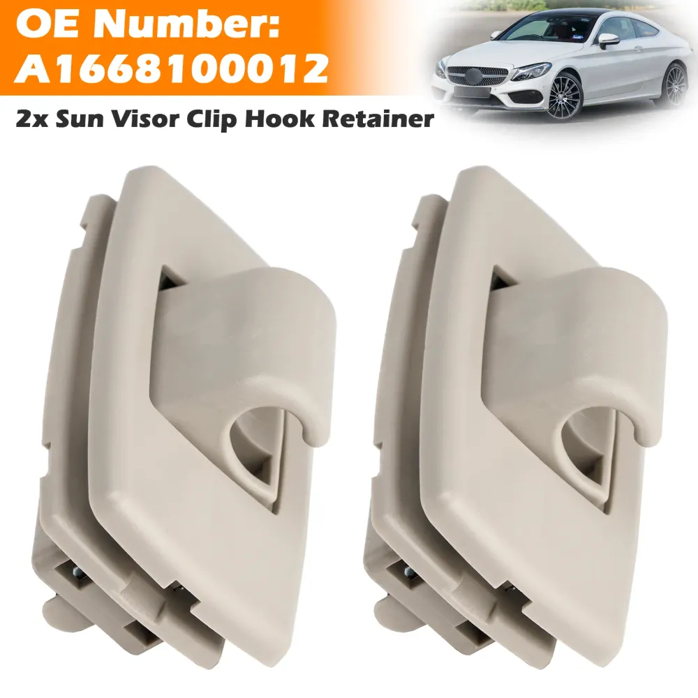 2x Gray Sun Visor Clip Hook Retainer Mercedes Benz C-class W205 S205 15-19