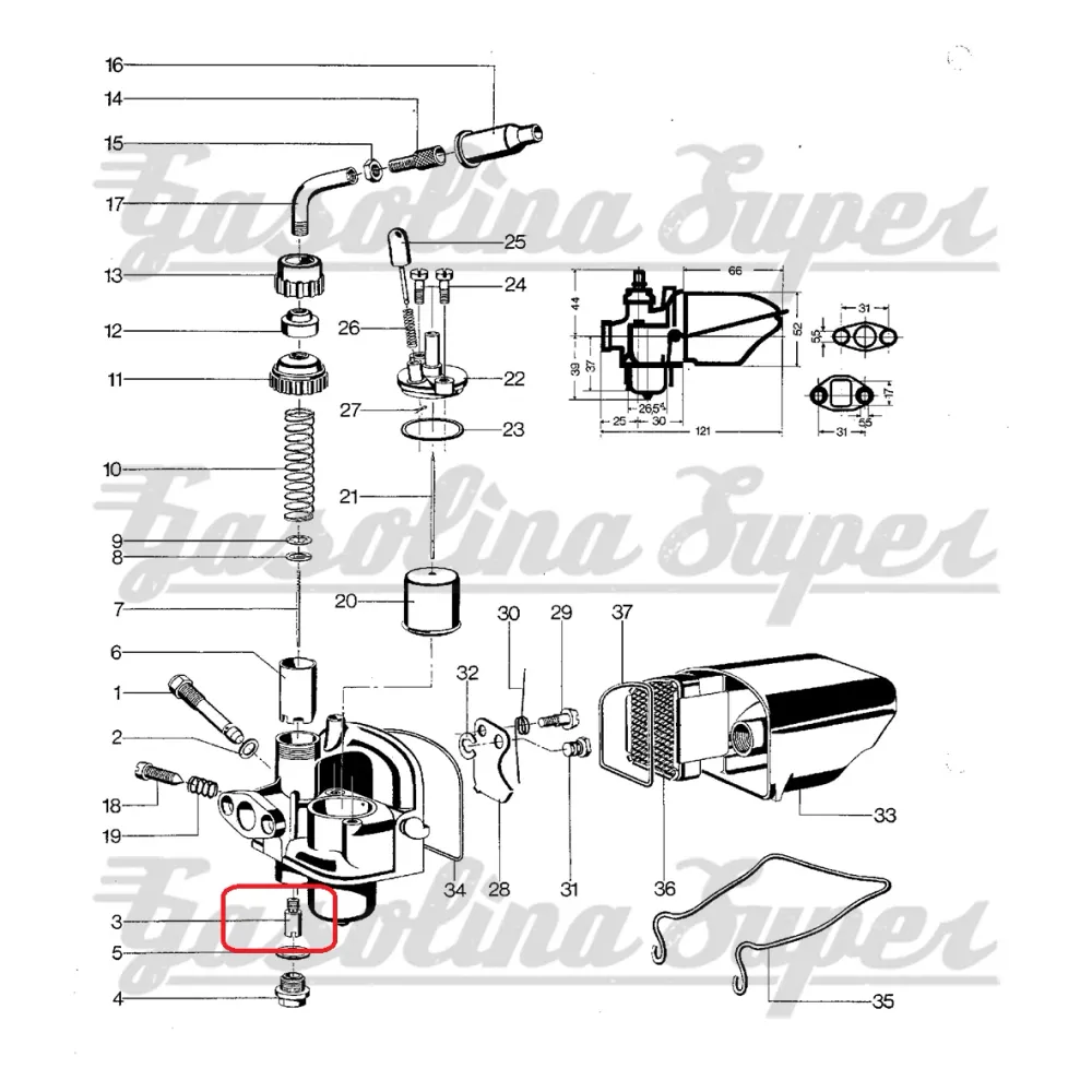 Difusor para carburador BING 1/17/69 (Sachs 3/4 vel.)