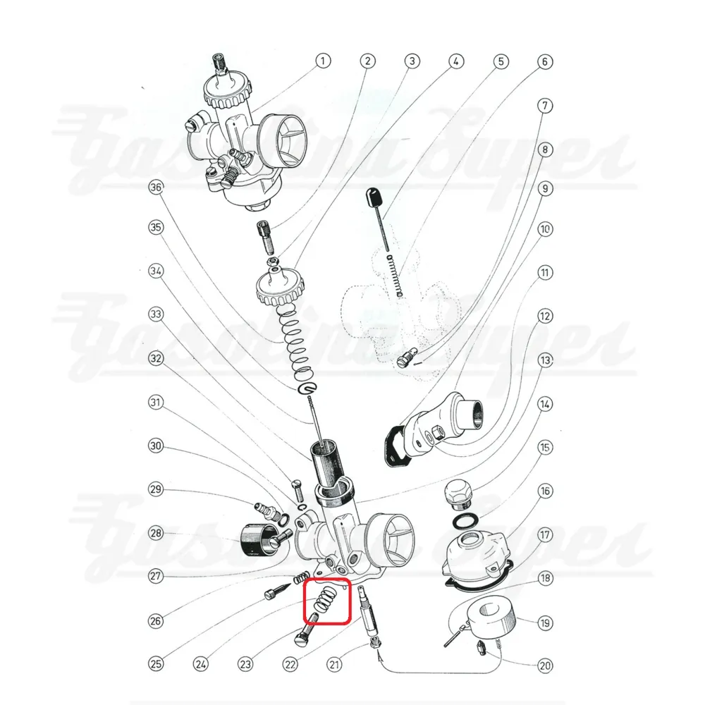 Mola de parafuso de ralenti para carburador Bing 1/19/40A (Casal 5v)