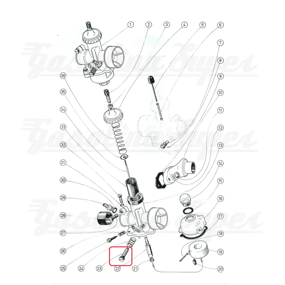 Parafuso de ralenti para carburador Bing 1/19 (Casal 5v/Zundapp 5V)