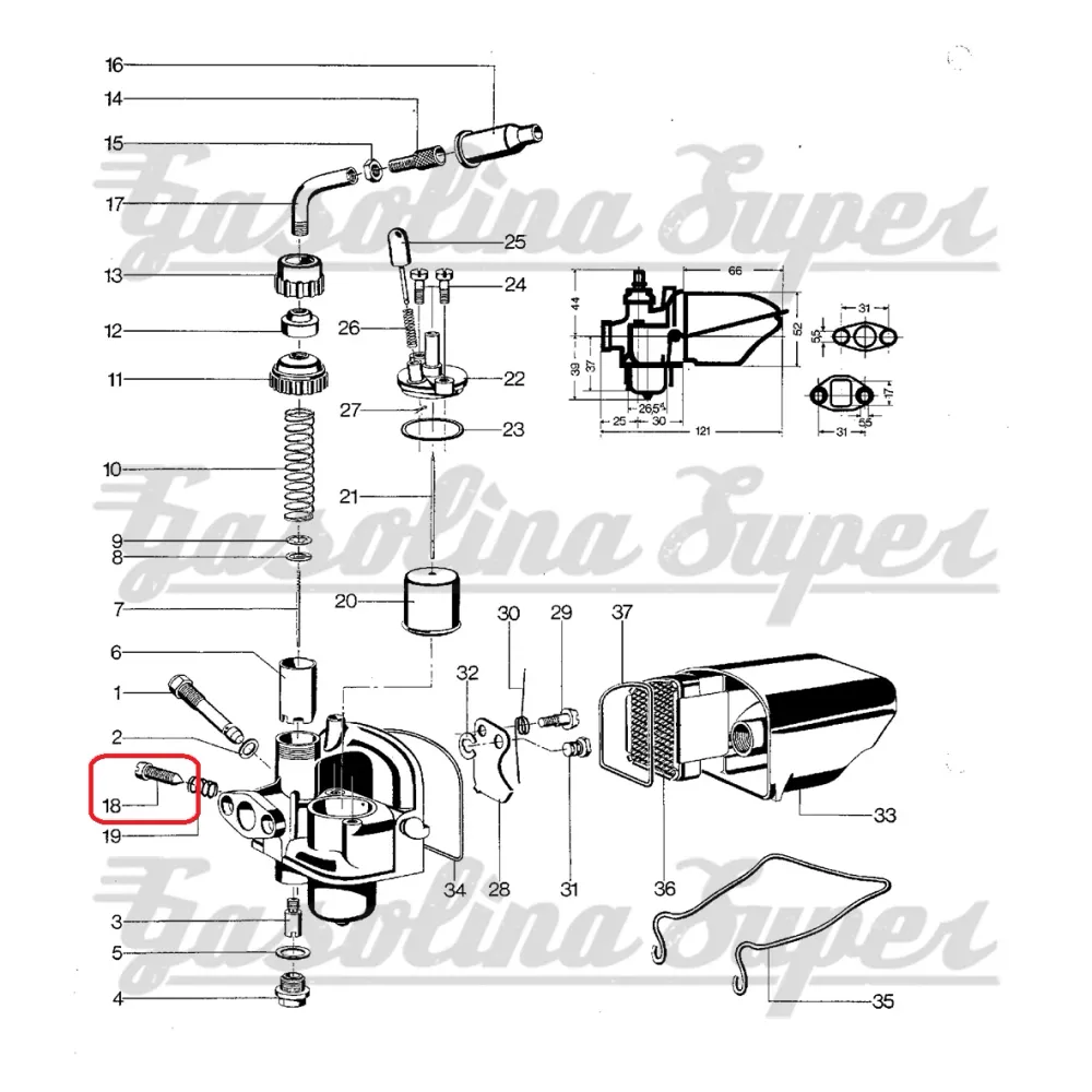 Parafuso de ralenti para carburador Bing