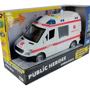 MINI VEÍCULO AMBULÂNCIA RESGATE - COM LUZ E SOM - SHINY TOYS