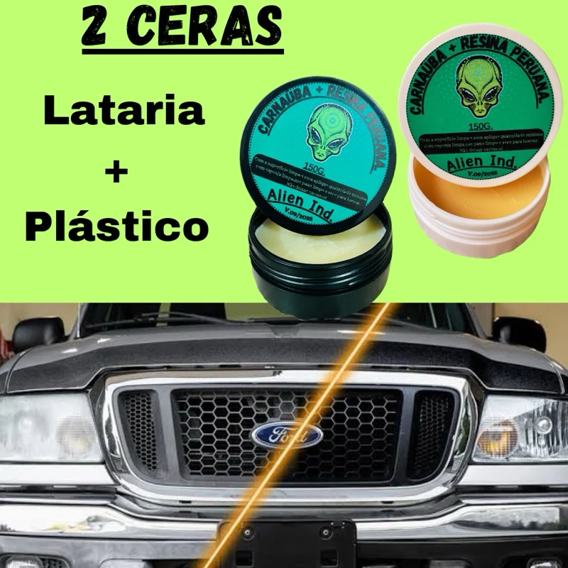 Kit Cera Lataria e Plástico Carnaúba Automotiva Brilho e Proteção