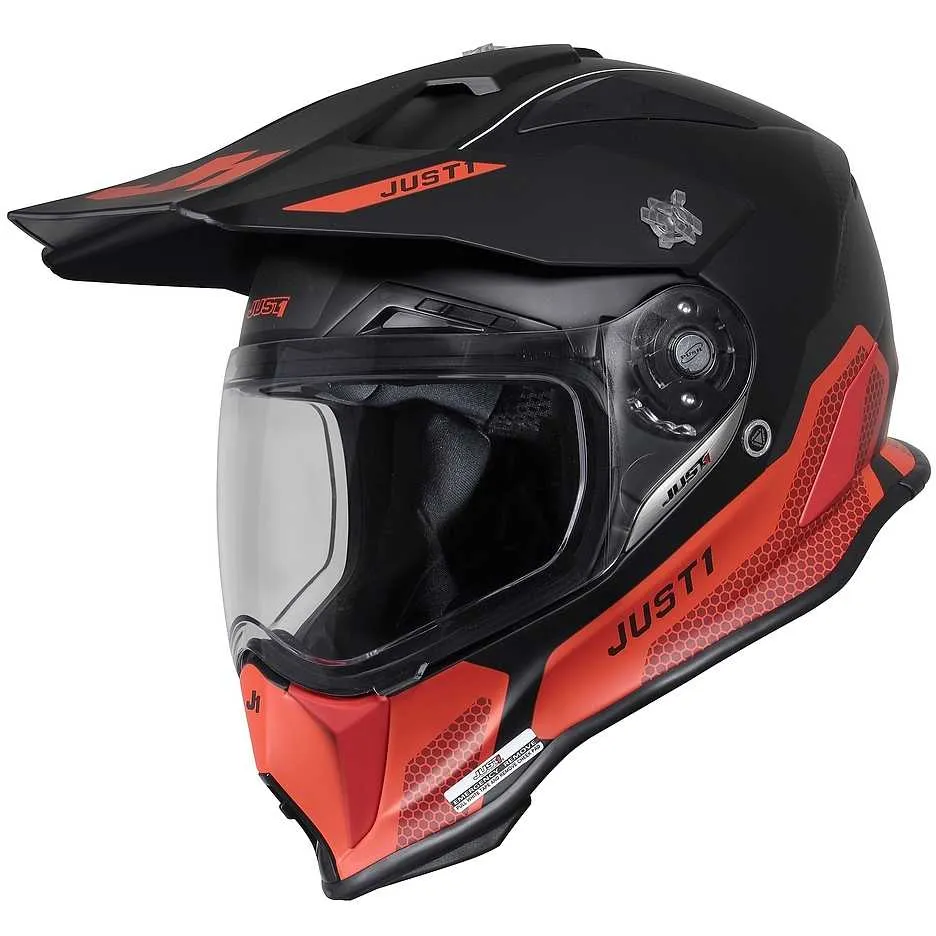 Just1 Casco Moto J14-F ELITE ROJO FLUOR NEGRO