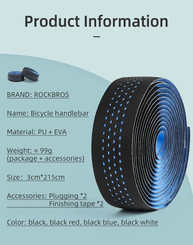 ROCKBROS Fita de Guiador de Bicicleta PU Eva Antiderrapante Flexível