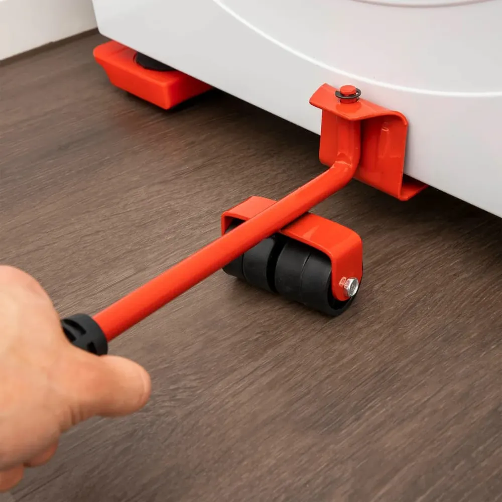 HI Conjunto de rodas para transporte de móveis vermelho e preto