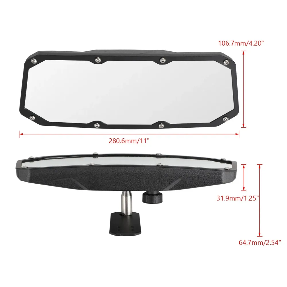 Espelho central da vista traseira UTV para Polaris Ranger 570 570 900 S 1000 XP 2017-2022 Genérico