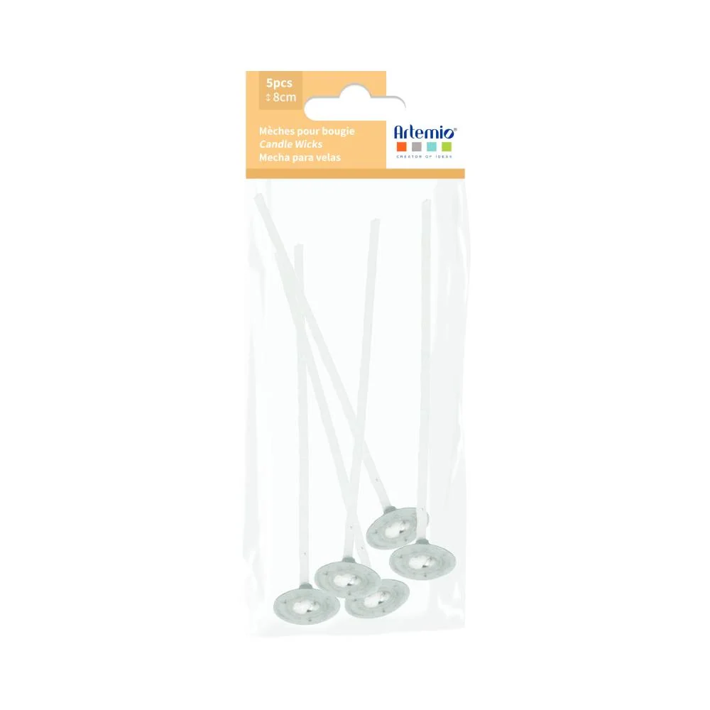 Conjunto de 5 pavios para velas 8cm