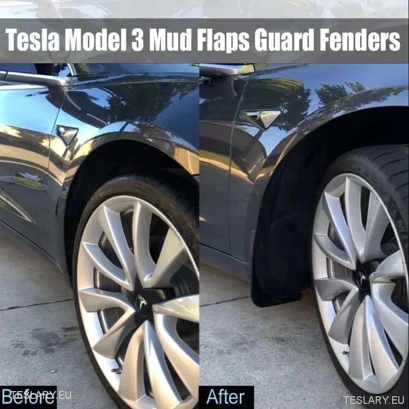 Tesla Modelo 3 e retalhos de lama em estilo de fibra de carbono Highland (4 peças)