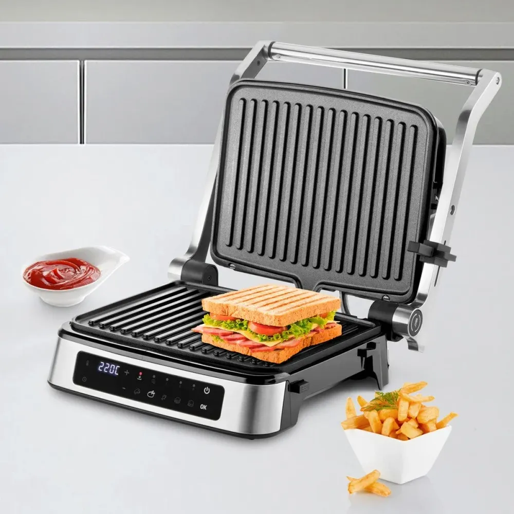 Grelha digital Everest com placas antiaderentes