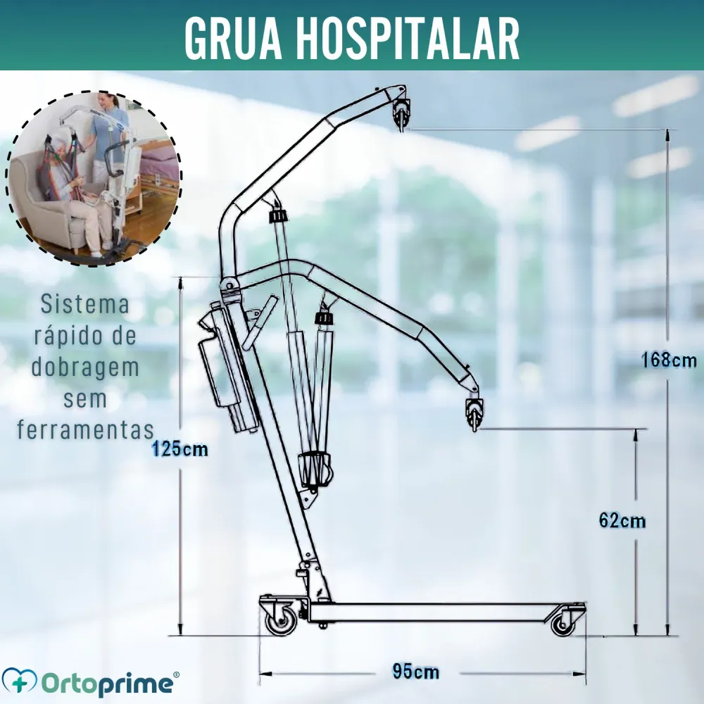 Grú Elétrica para Transporte de Pacientes | Sem Arnês