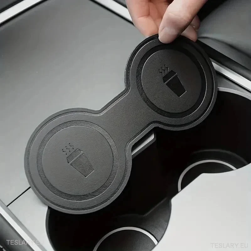 Tesla 3/Y Black Leather Center Console Cup
