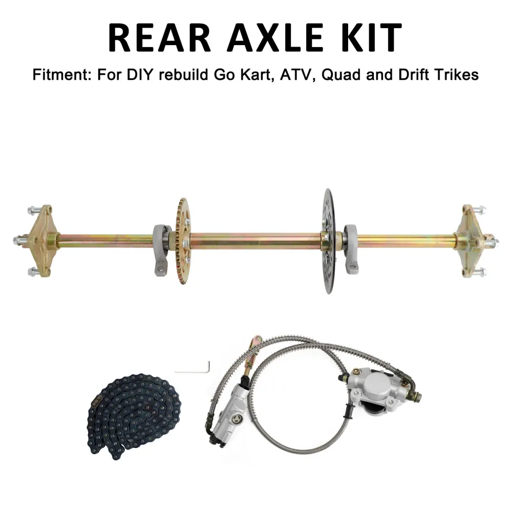 32" Kit de eixo traseiro para quadriciclo ATV Go Kart, roda dentada, freio, cubo da roda, conjunto de freio