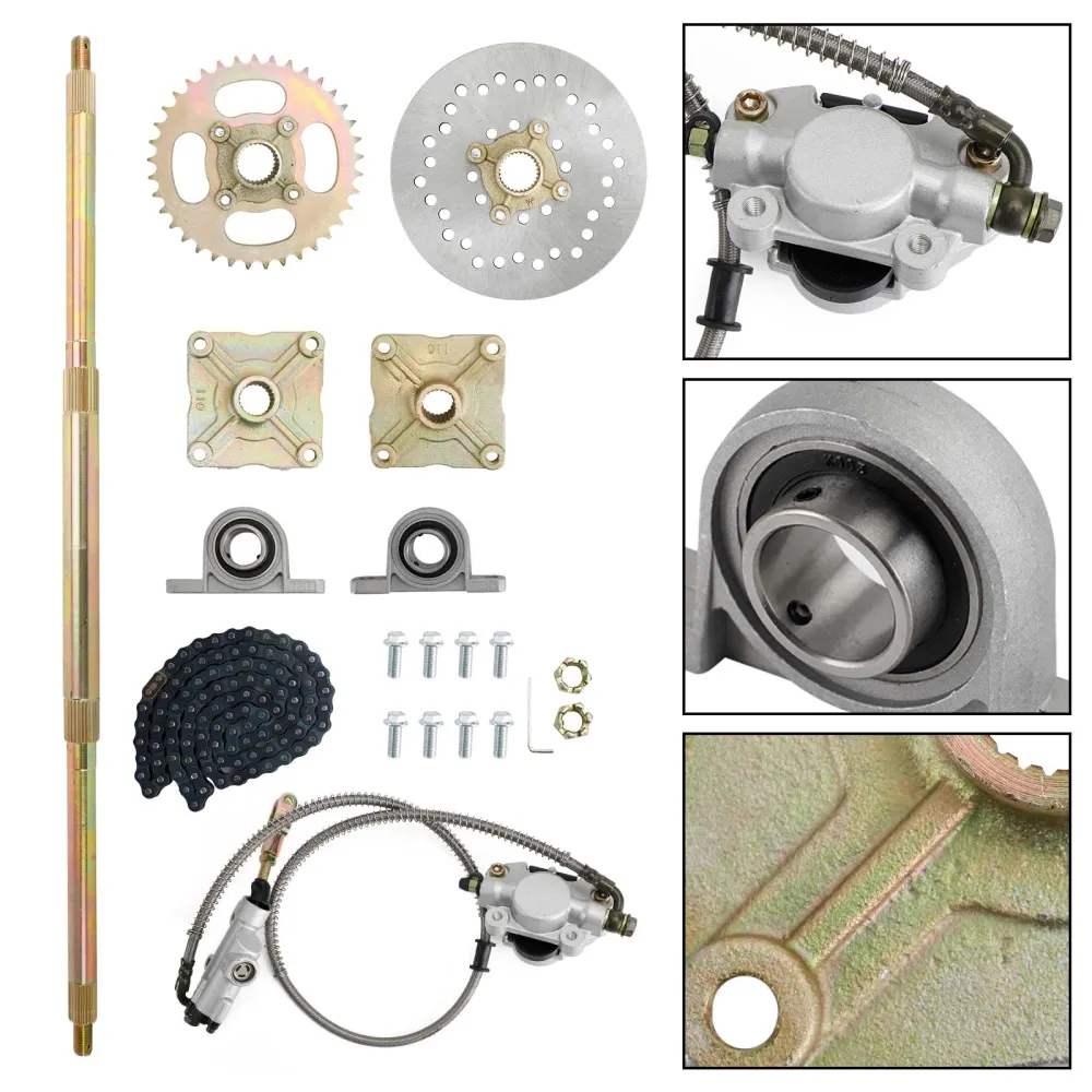 32" Kit de eixo traseiro para quadriciclo ATV Go Kart, roda dentada, freio, cubo da roda, conjunto de freio