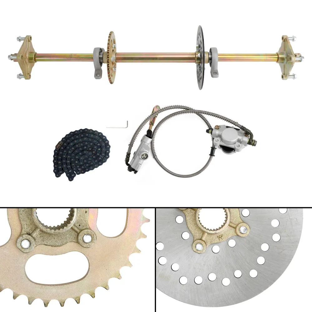 32" Kit de eixo traseiro para quadriciclo ATV Go Kart, roda dentada, freio, cubo da roda, conjunto de freio