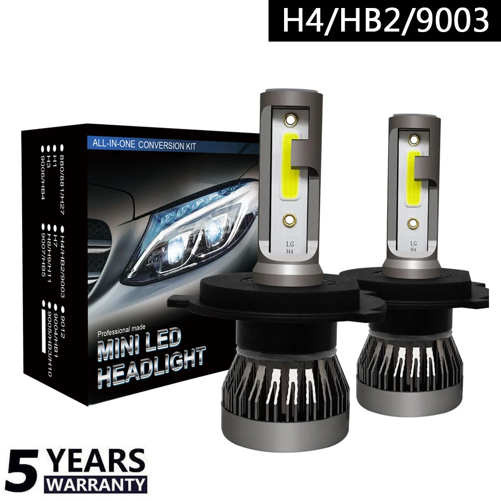 2PCS H4/HB2/9003 FARÇO DE LED 36W 8000LM BULBOS COB KIT HIGH/LO