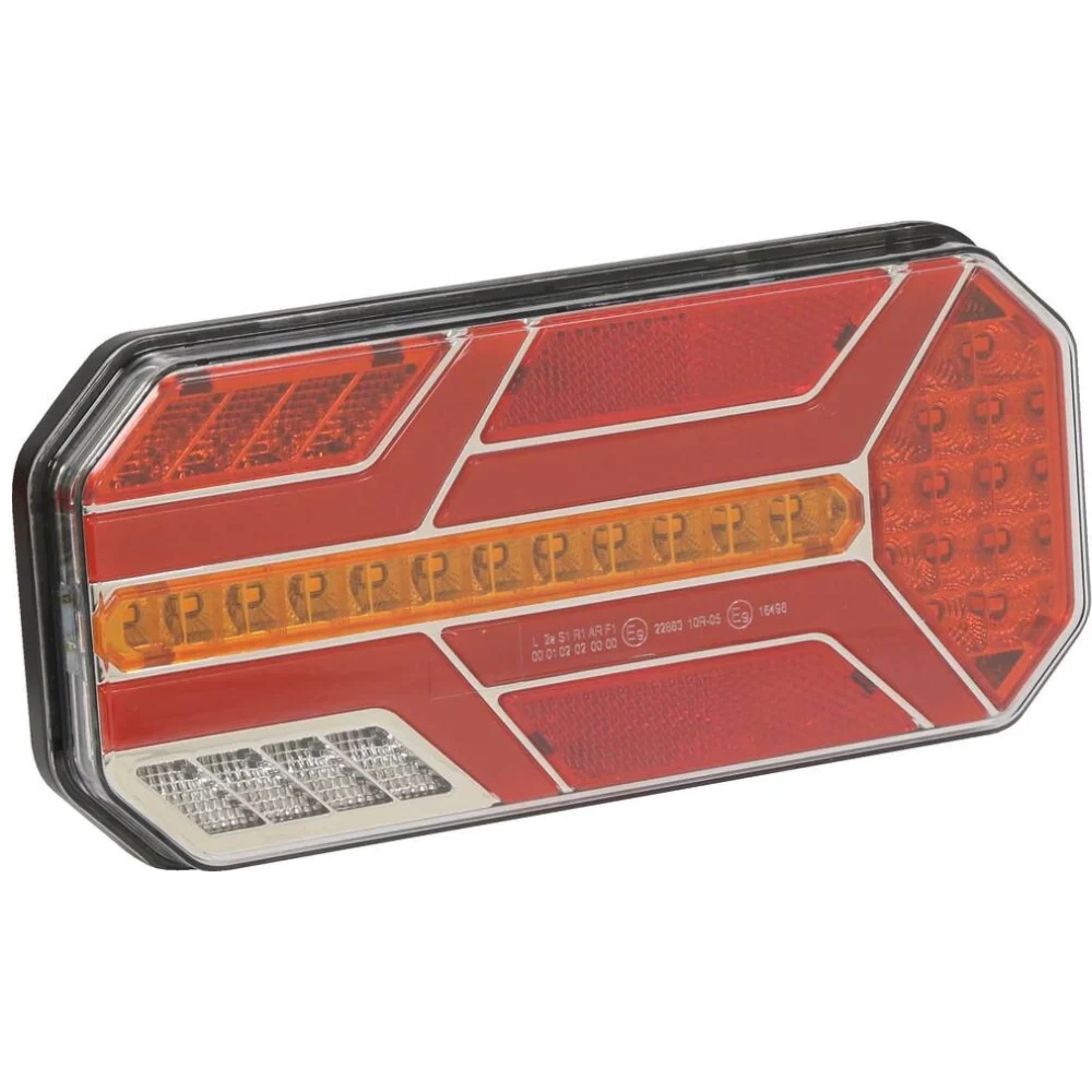 Lanterna traseira retangular de LED à direita, 12/24V, 7 funções, 235x110mm