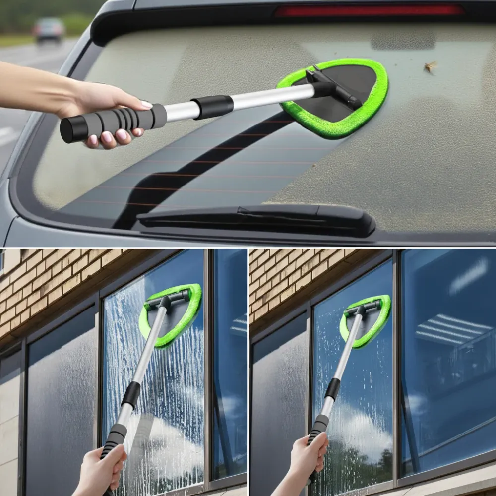 Limpa-vidros Automático de Microfibra com Cabo Extensível