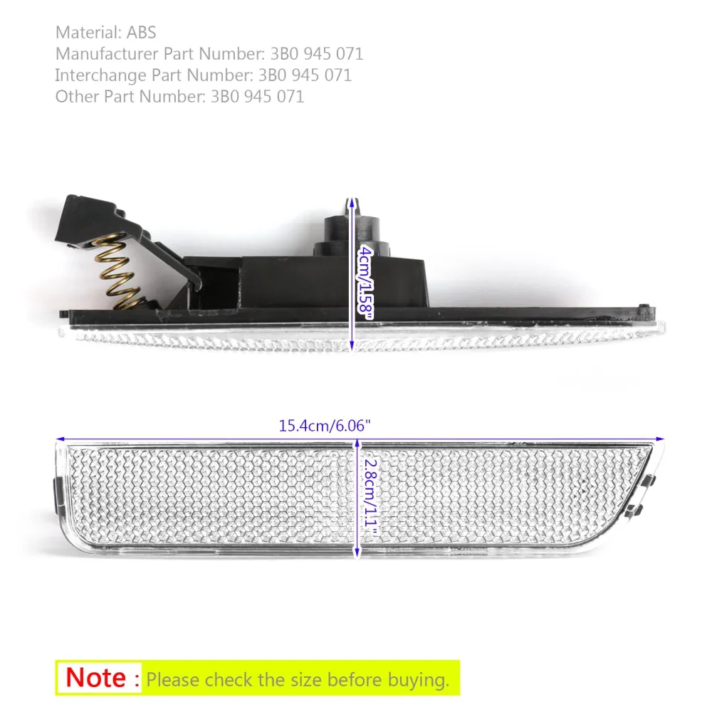 Luzes laterais de pára-choque dianteiro branco esquerdo para 2001-2005 VW Passat B5.5 genérico