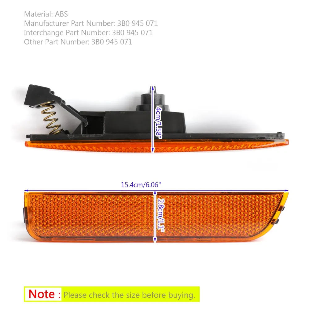 Luzes laterais de pára-choques frontal âmbar esquerdo para 2001-2005 vw passat b5.5 genérico