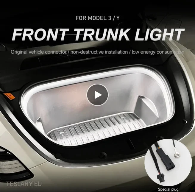 Tesla Modelo 3/Y Front Fruk LED LUZ BRANCA BRILHA
