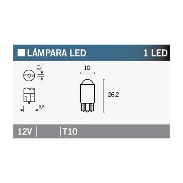 Lâmpadas LED para Moto 12V Monómetro T10